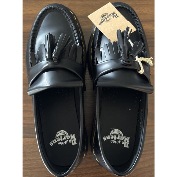 NWT Dr. Doc Martens Black Leather Platform Tassel Loafers Women's Size 9 New - Picture 2 of 14